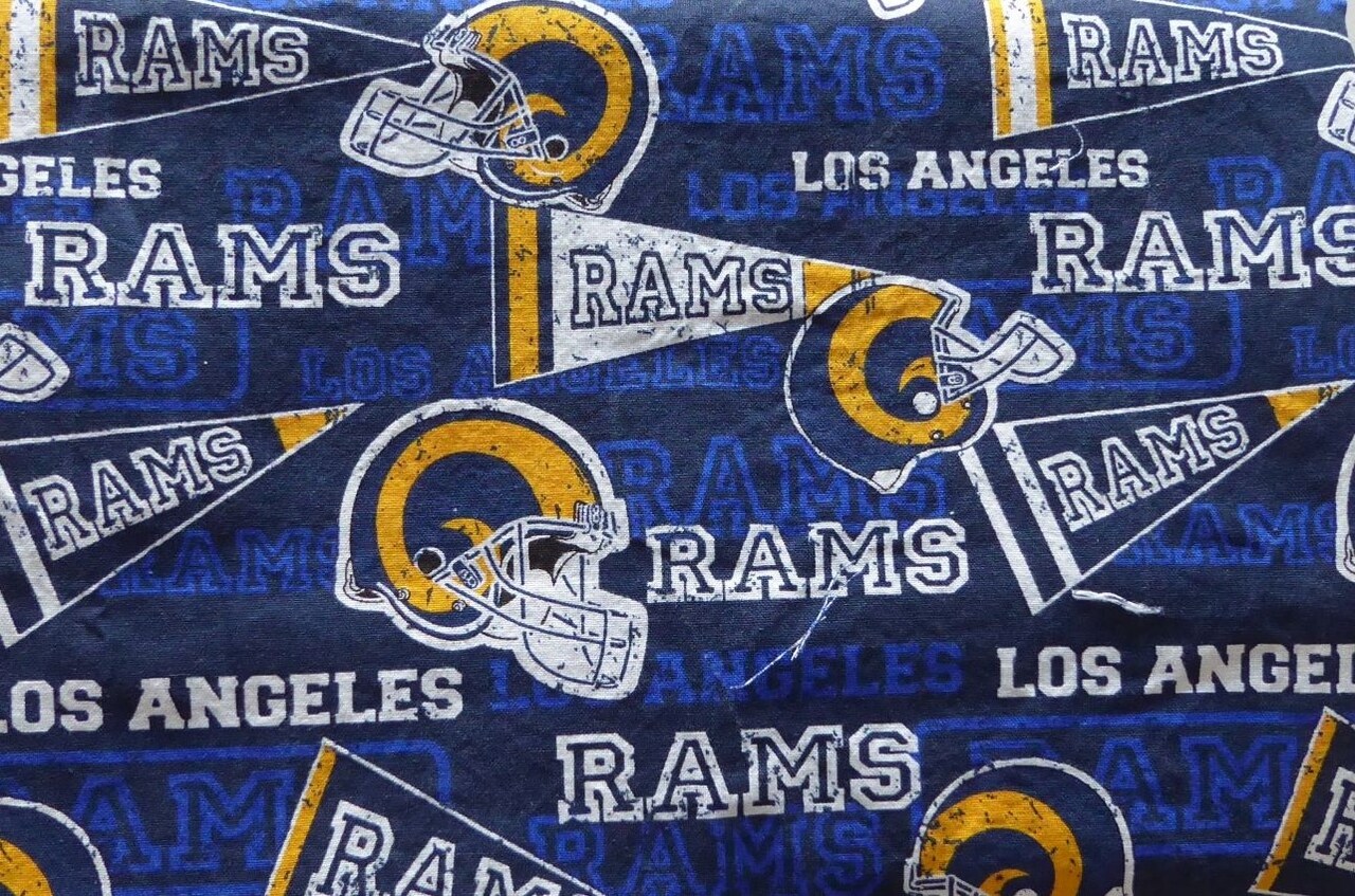 RAMS Football Helmets Blue 44 Inch long Piece Cotton Fabric by NFL